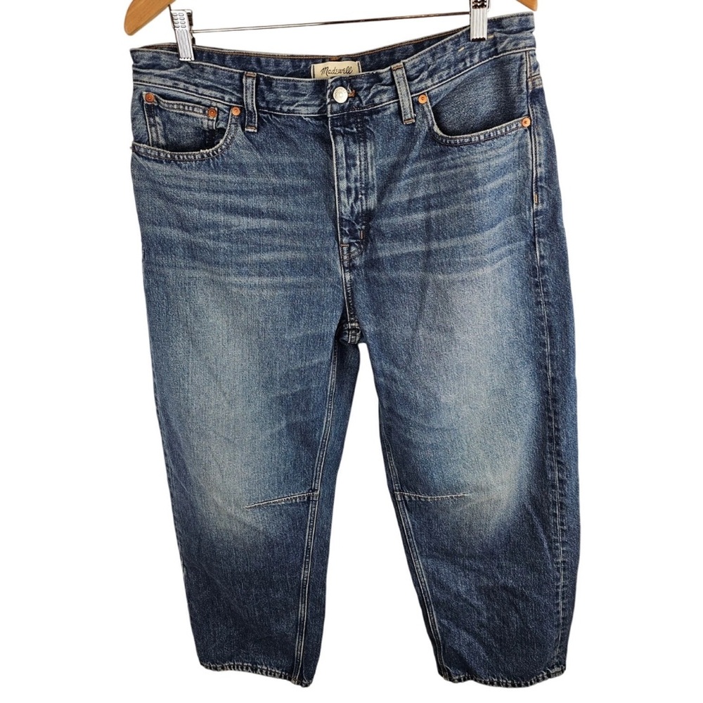 Madewell Jeans Darted Barrel Leg Womens 31 Relaxed Blue Denim Button Fly